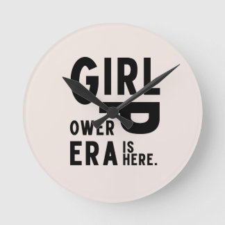 Girl Power Era Feminist  Round Clock