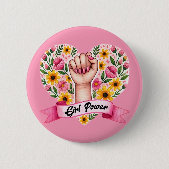 Girl Power Feminist Button (Front)