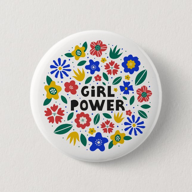 Girl Power Feminist Equality    Button (Front)