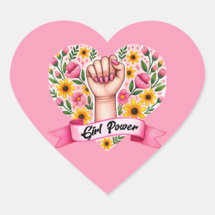 Girl Power Feminist Heart Sticker