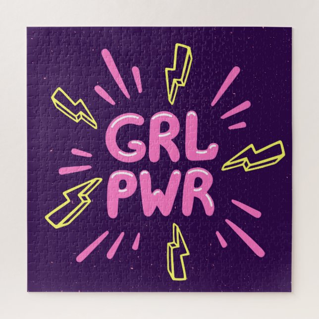 Girl power feminist slogan, violet background. jigsaw puzzle (Vertical)