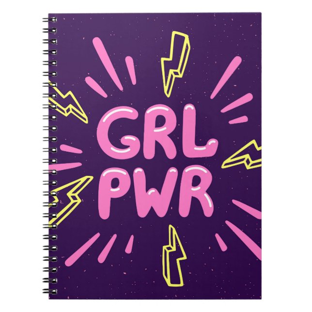 Girl power feminist slogan, violet background. notebook (Front)