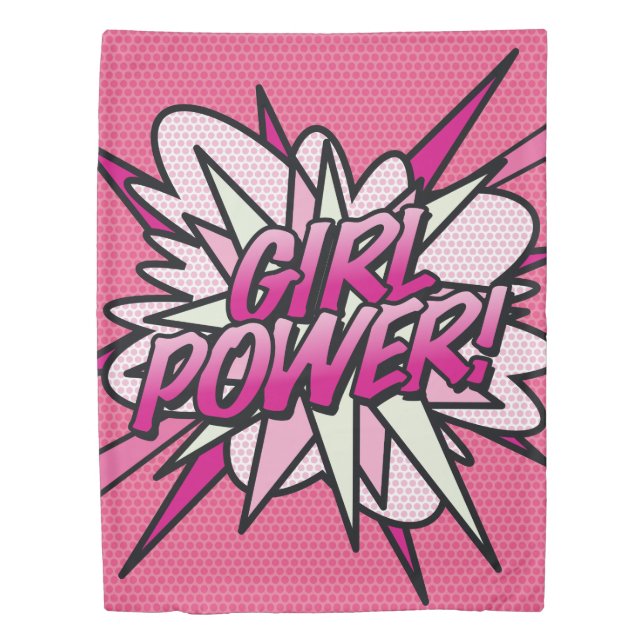 GIRL POWER Fun Retro Comic Book Pop Art Duvet Cover (Front)