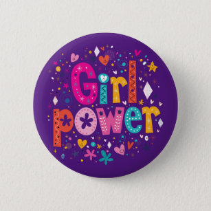 Girl Power Glossy Purple Button