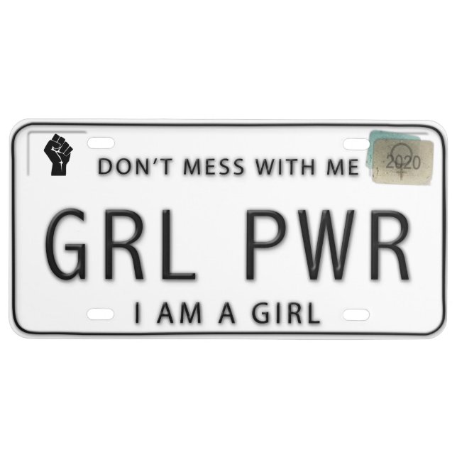 Girl Power (GRL PWR) Custom License Plate (Front)