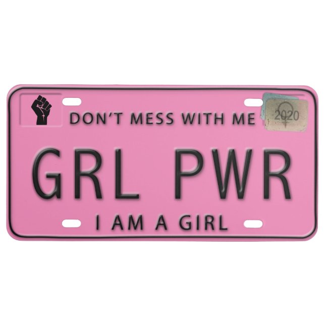 Girl Power (GRL PWR) Custom License Plate (Front)