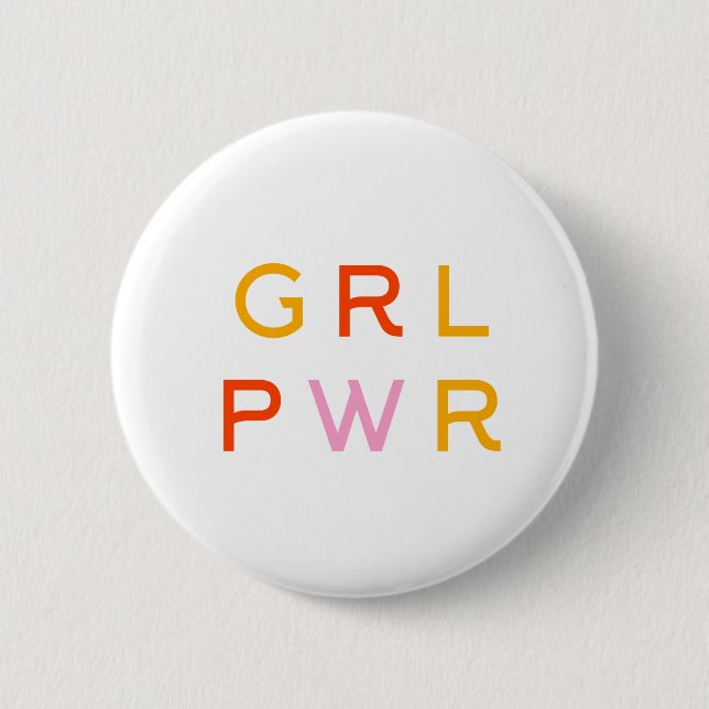 Girl Power | GRL PWR | Modern Feminist | Minimal Button (Front)