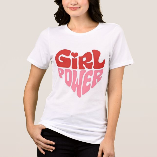 Girl Power Heart Design Tri-Blend Shirt (Front)