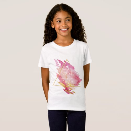 Girl Power in Pink  Gold _ Abstract Watercolor T_Shirt