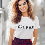 Girl Power | Modern Feminist Bold GRL PWR T-Shirt<br><div class="desc">Girl Power custom quote art design with the text "GRL PWR" in modern contemporary college athletic typography in a bold minimalist style. Celebrate female empowerment everywhere with this cool design! The perfect gift for a friend or for Mother's Day! #girlpower #girlgang #feminism #feminist #stonggirlsclub #mothersday #genderequality</div>