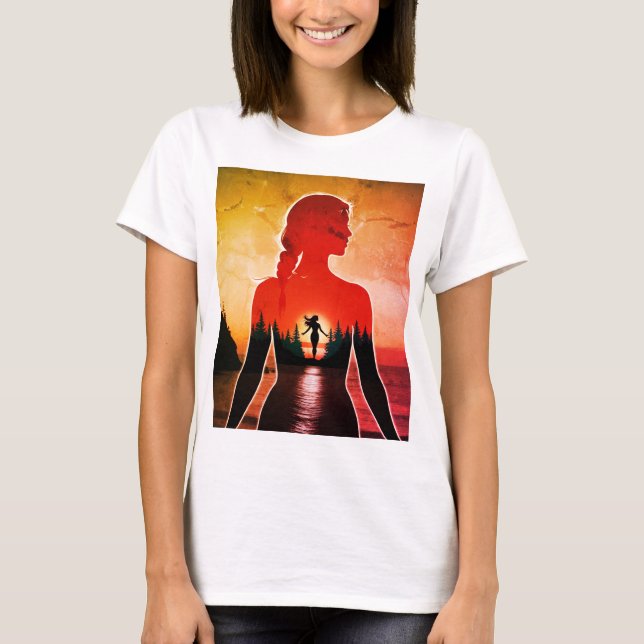 Girl power Mountain Reflection Double Vision T-Shirt (Front)