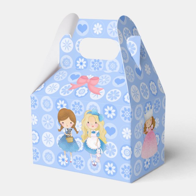 Girl Power on Blue Flower Background Favor Boxes (Front Side)