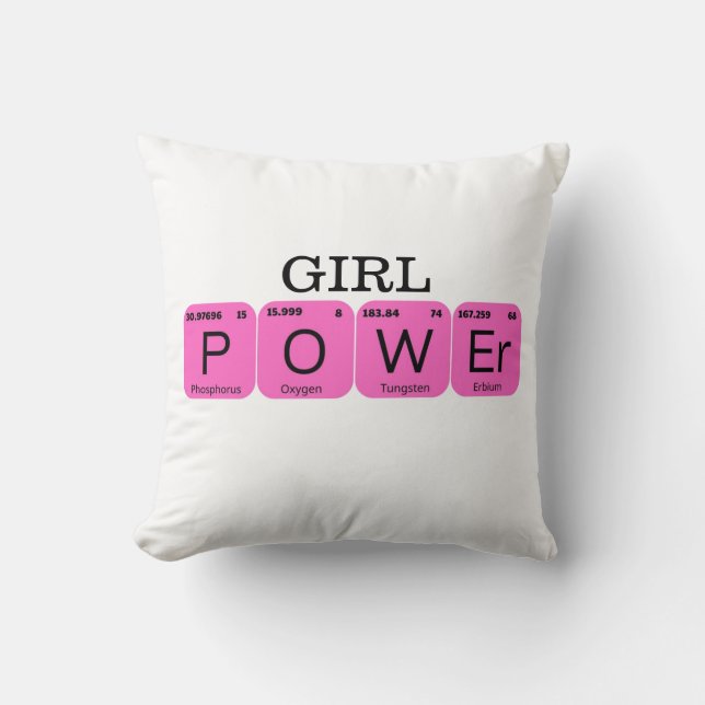 Girl Power Periodic Tablo Element Throw Pillow (Front)
