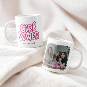 Girl Power Pink Cute Lettering Photo Mother's Day Giant Coffee Mug