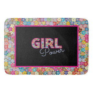 Girl Power Pink Girly Beautiful Wildflower Women Bath Mat