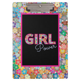 Girl Power Pink Girly Beautiful Wildflower Women Clipboard