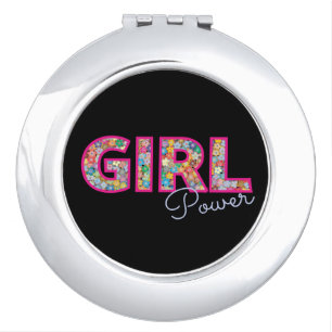 Girl Power Pink Girly Beautiful Wildflower Women Compact Mirror