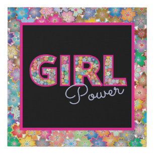 Girl Power Pink Girly Beautiful Wildflower Women Faux Canvas Print