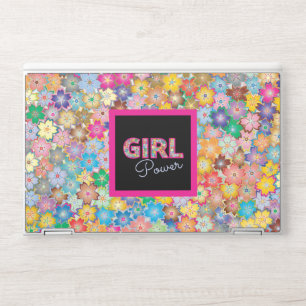 Girl Power Pink Girly Beautiful Wildflower Women HP Laptop Skin