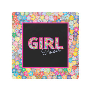 Girl Power Pink Girly Beautiful Wildflower Women Metal Print