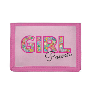 Girl Power Pink Girly Beautiful Wildflower Women Tri-fold Wallet