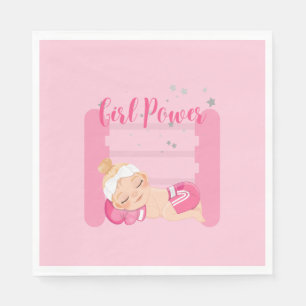 Girl power pink napkins