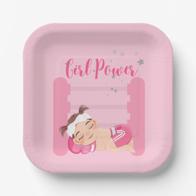 Girl power pink  paper plates (Front)