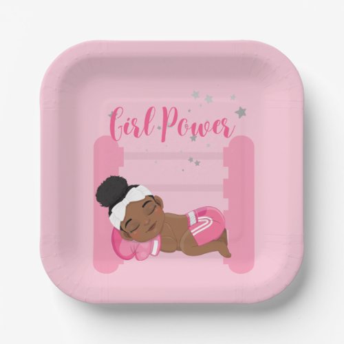 Girl power pink  paper plates
