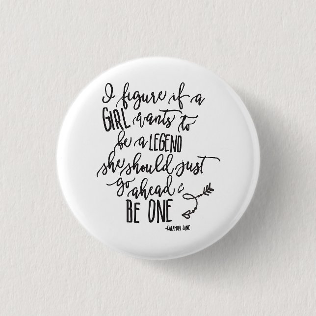 Girl Power Quote Calligraphy Script Button (Front)