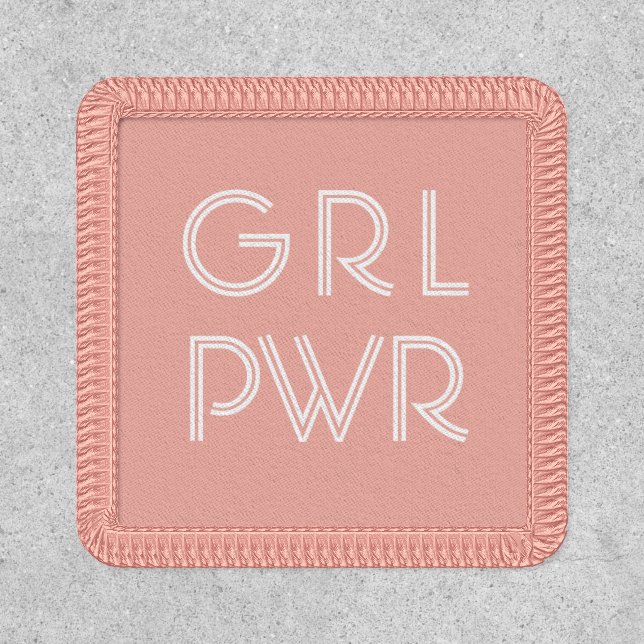 Girl Power Quote Girly Pink White Typography Patch (Front)
