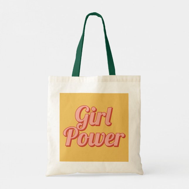 Girl Power Retro Customized name  Tote Bag (Back)