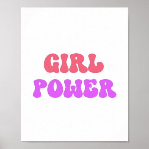 GIRL POWER RETRO PINK PURPLE MESSAGE EMPOWERMENT POSTER