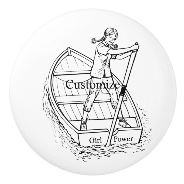 Girl Power Sculling Boat Thunder_Cove Ceramic Knob (Front)
