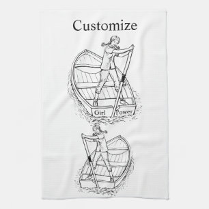 Girl Power Sculling Boat Thunder_Cove  Kitchen Towel