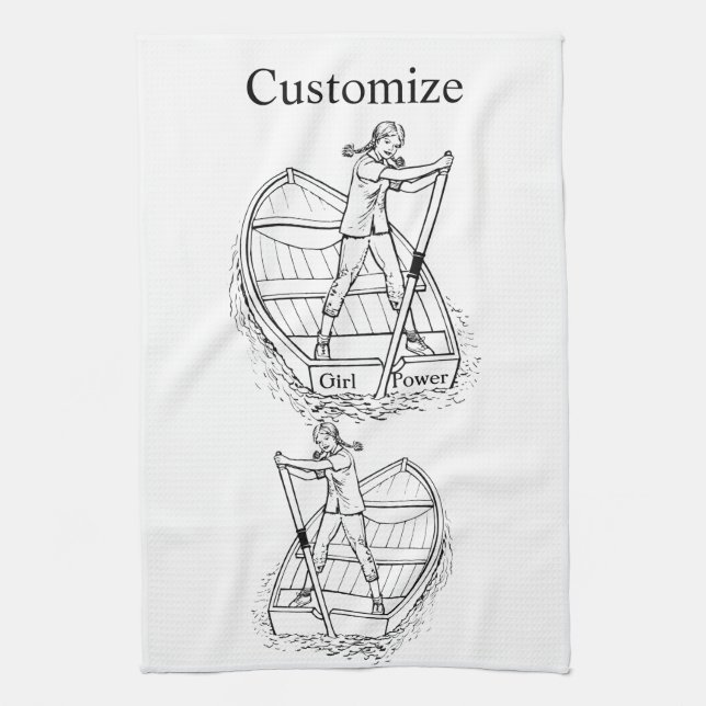 Girl Power Sculling Boat Thunder_Cove  Kitchen Towel (Vertical)