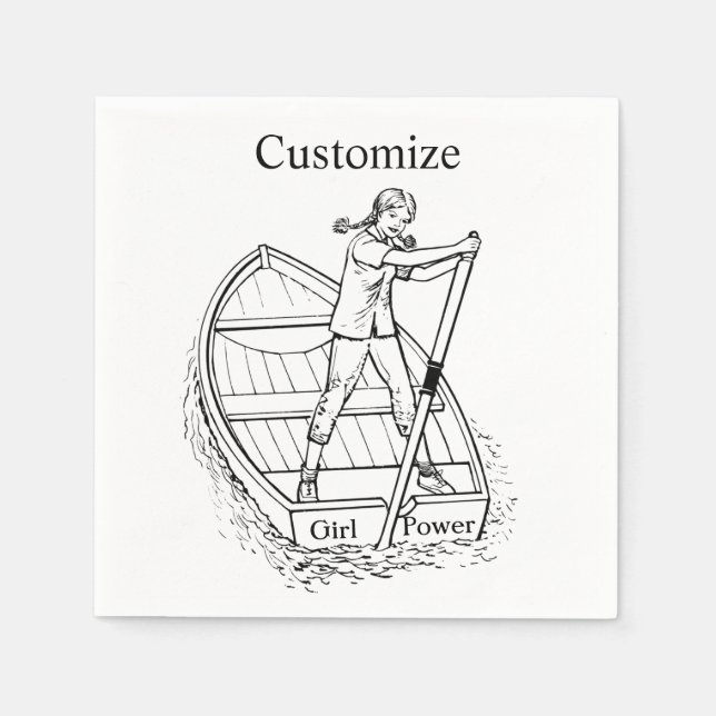 Girl Power Sculling Boat Thunder_Cove  Napkins (Front)
