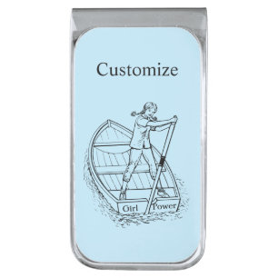 Girl Power Sculling Boat Thunder_Cove Silver Finish Money Clip