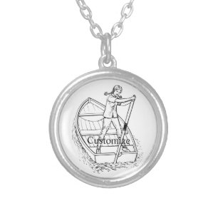 Girl Power Sculling Boat Thunder_Cove Silver Plated Necklace