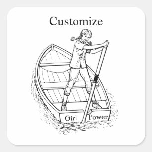 Girl Power Sculling Boat Thunder_Cove  Square Sticker