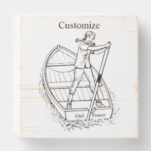 Girl Power Sculling Boat Thunder_Cove Wooden Box Sign