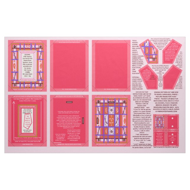Girl Power Sewing Pattern washable frame & brooch Fabric (Fat Quarter)
