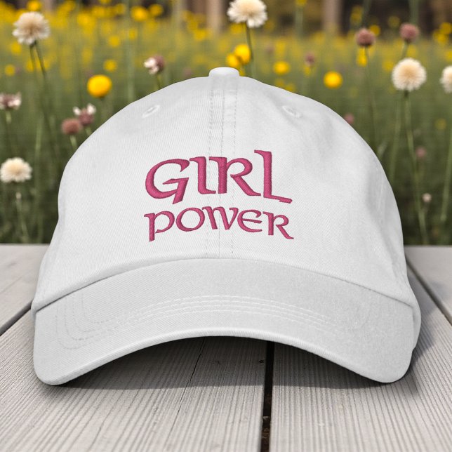 Girl Power Simple Modern Typography Custom Embroidered Baseball Cap (Creator Uploaded)