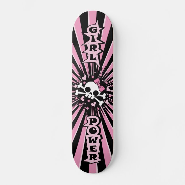 Girl Power Skull Skateboard Deck (Front)