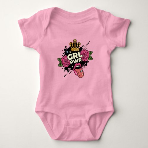 Girl Power Tattoo Style Baby Bodysuit