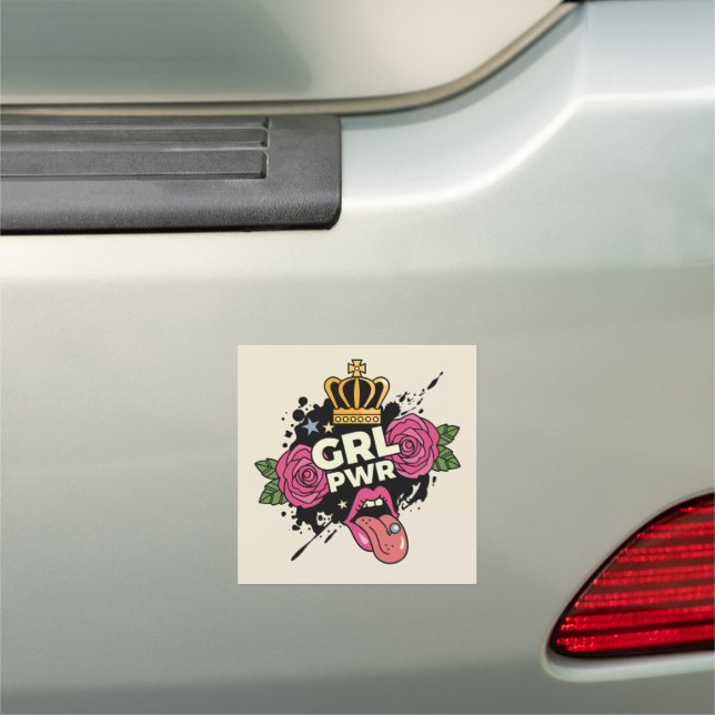 Girl Power Tattoo Style Car Magnet (In Situ)