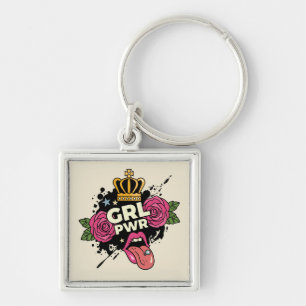 Girl Power Tattoo Style Keychain