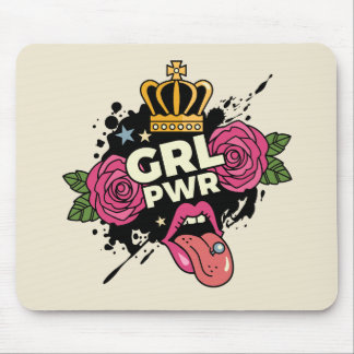 Girl Power Tattoo Style Mouse Pad