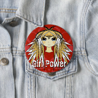 Girl Power Ultra Cute Blonde Anime Red Power Button
