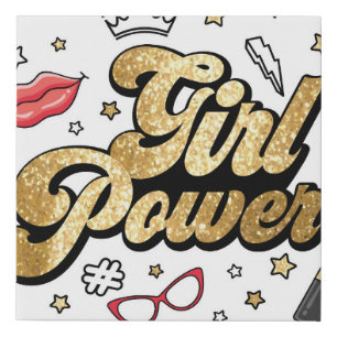 Girl Power: Vintage Feminist Glitter. Faux Canvas Print
