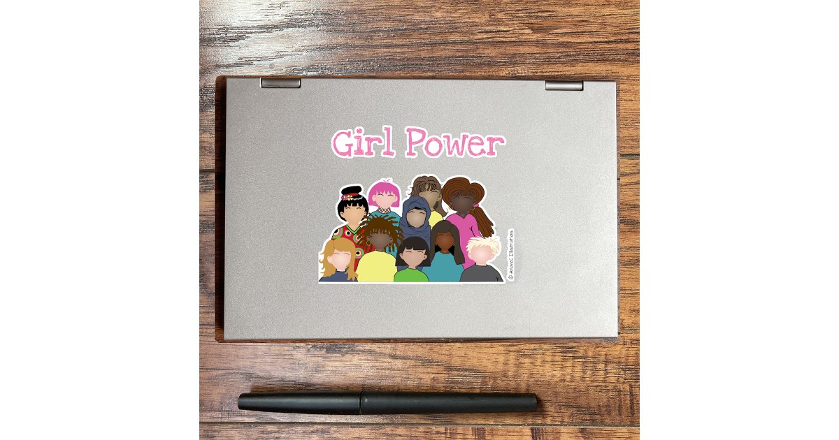 Girl Power Computer Sticker Girl Power Vinyl Sticker | Zazzle